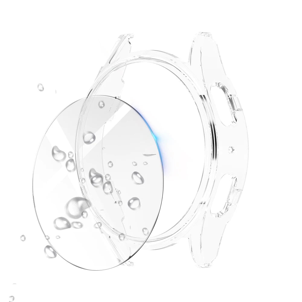 Glass+Case for Samsung Galaxy Watch 7 44mm/44mm Screen Protector Tempered Glass&Hard PC Protective Bumper Cover Accessories Set