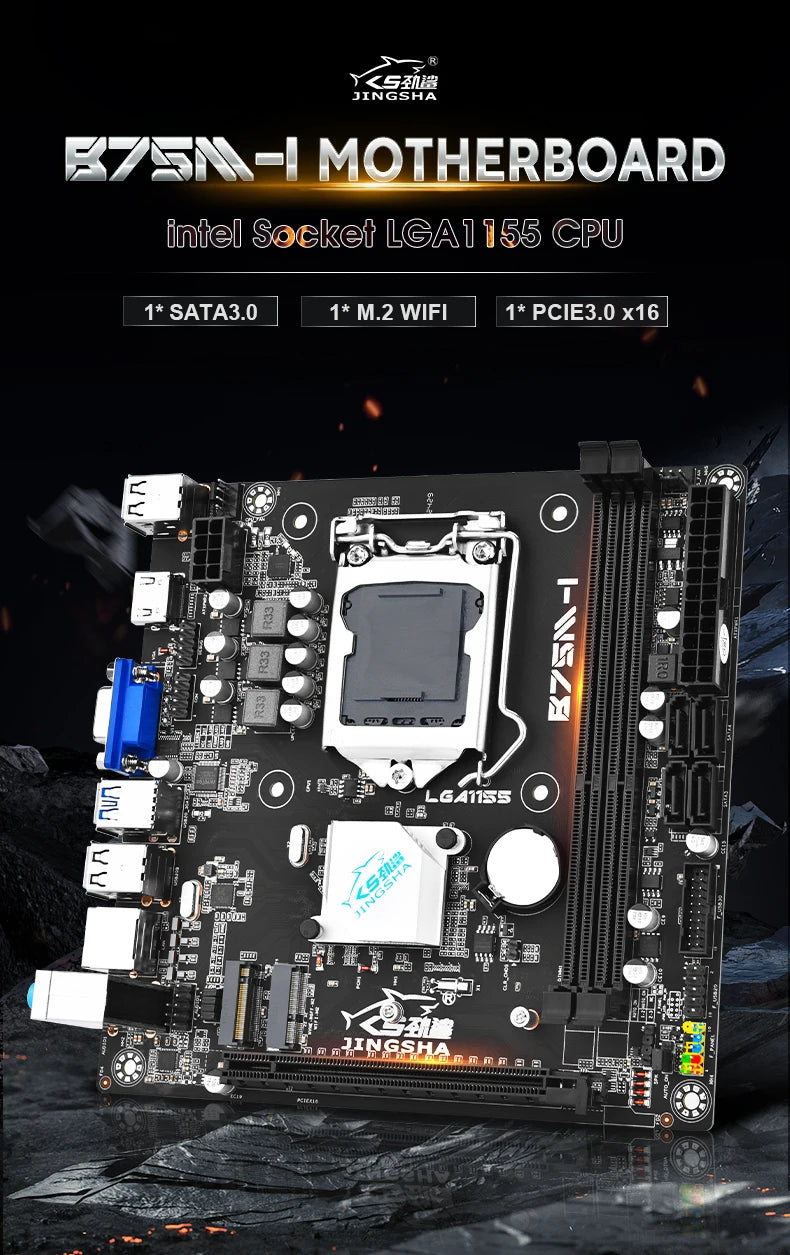 JINGSHA B75M-I mini itx LGA 1155 motherboard set with intel i5 3570 CPU + 2*8GB RAM DDR3 Kit motherboard combo diy computer