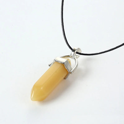 2023 Hexagonal Column Quartz Necklaces Turquoises Pink Crystal Pendent Necklace For Women Chain Natural Stone Choker Jewelry