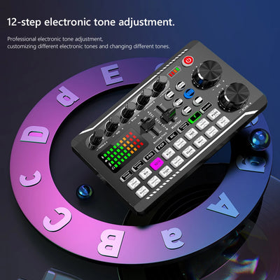 F998 Sound Card Professional Bluetooth-Compatible Studio Record For Phone PC Audio Mixing Console Amplifier Live Music Mixer