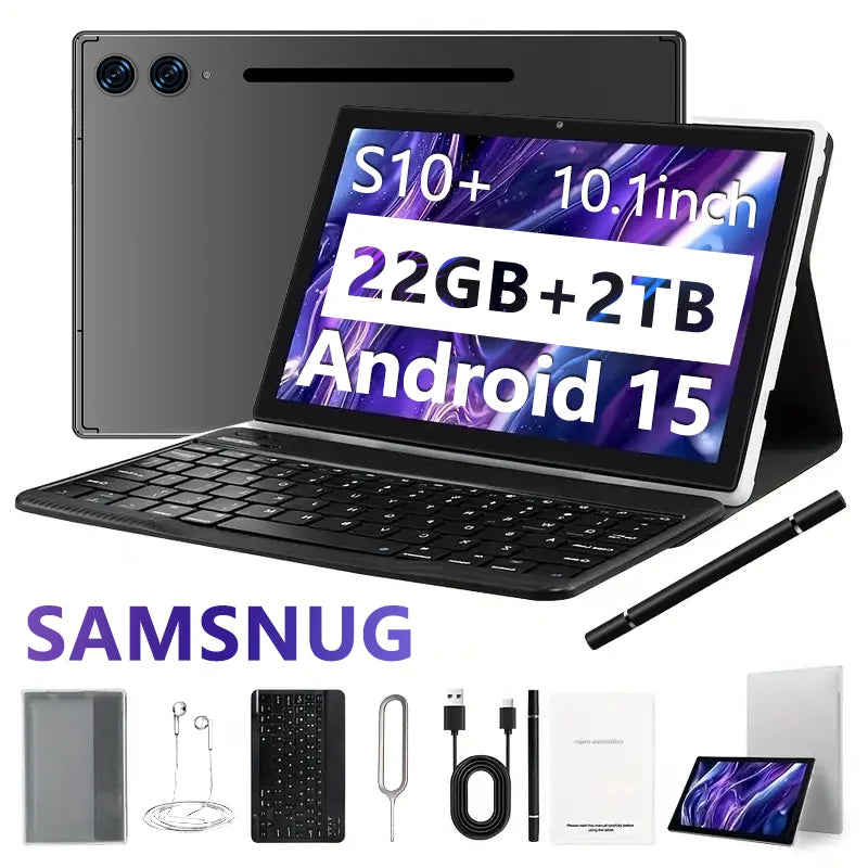 2025 S10+ SAMSNUG Tablet Android 15 Global Original 22GB+2TB 10.1inch HD 10000mAh 5G Dual SIM Card Phone Call WiFi GPS Tablet PC