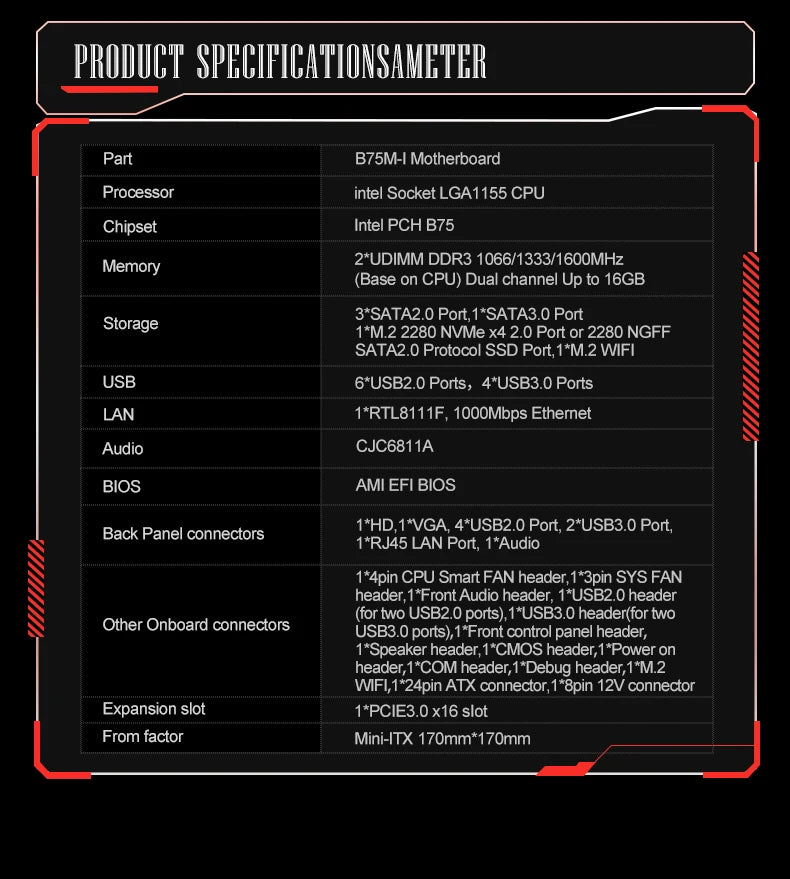 JINGSHA B75M-I mini itx LGA 1155 motherboard set with intel i5 3570 CPU + 2*8GB RAM DDR3 Kit motherboard combo diy computer