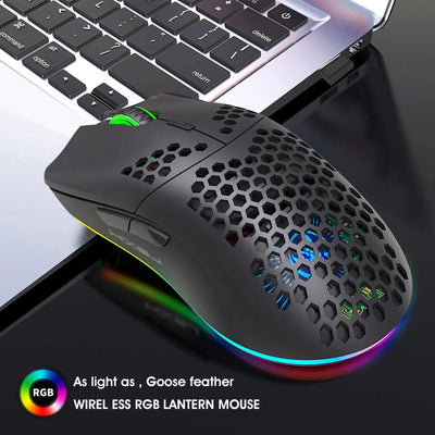 New T66 Rechargeable USB 2.4G Wireless Honeycomb Gaming Mouse RGB Lighting Mice Gamer Mouse For Notebook Desktop PC Computers