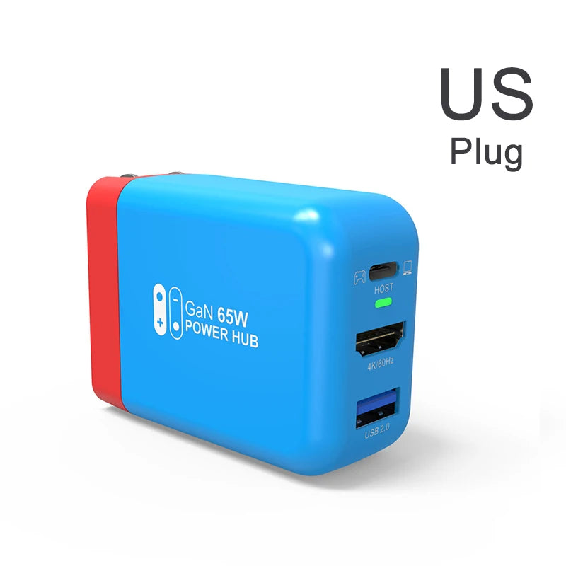Switch Dock 65W GaN USB C Charger Power 4K HDMI-Compatible Portable Docking Station for Nintendo Switch Laptop iPad Smart Phone