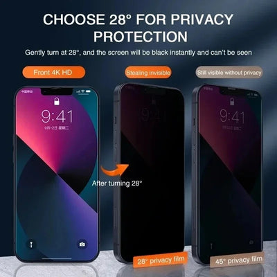 3Pcs Privacy Screen Protector For iPhone 16 15 14 13 11 12 Pro Max Mini 8 Plus Anti-spy Protective Glass For iPhone X XR XS Max