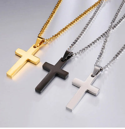 Fashion Stainless Steel Cross Pendant Necklace For Women Men Link Chain Charm Necklace Cool Boys Girls Punk Hip Hop Jewelry Gift