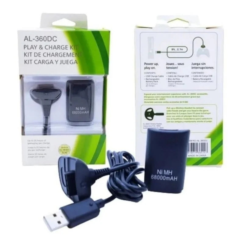 Kit Carregador + Bateria Para Controle Manete X-box 360