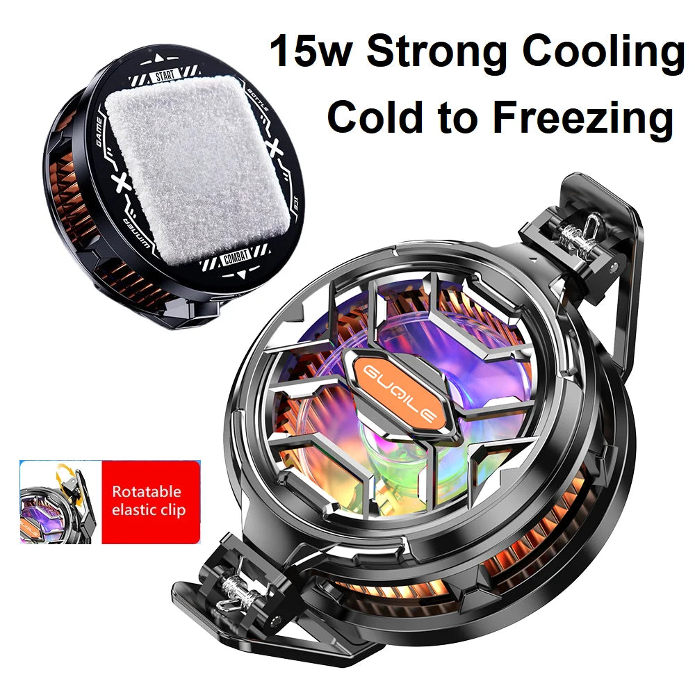 15W Strong Cooling FS03 Semiconductor Mobile Phone Cooler Radiator Magnetic and Rotatable Clip Quit 7 Color lighting