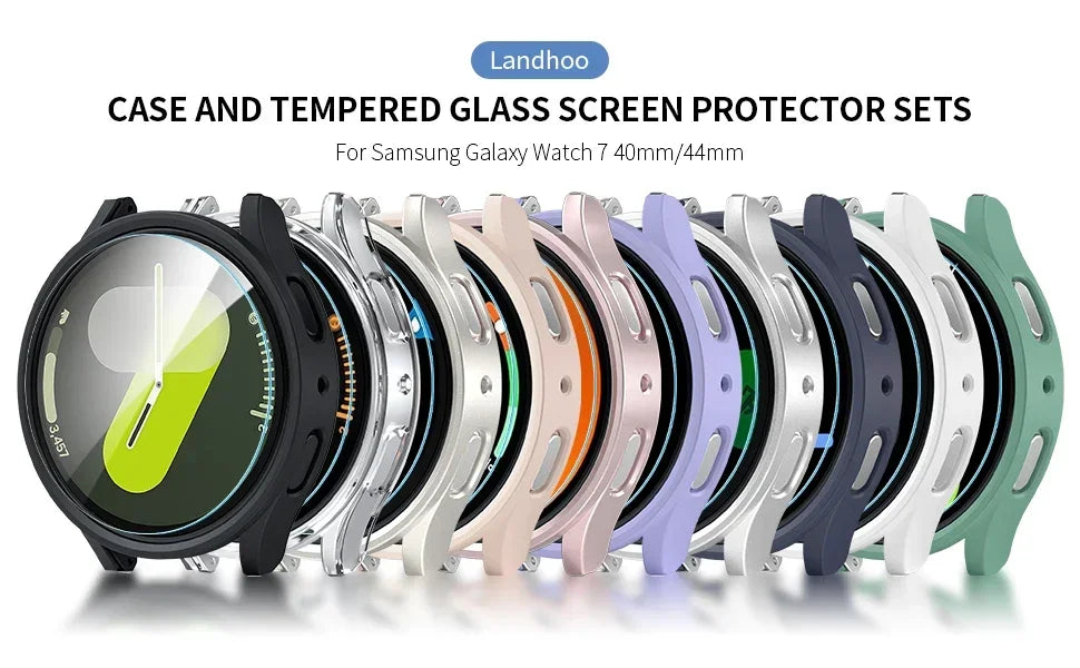 Tempered Glass+Case for Samsung Galaxy Watch 7/6/5/4 44mm 40mm Full PC bumper screen protector cover Galaxy watch FE Accessories