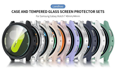 Tempered Glass+Case for Samsung Galaxy Watch 7/6/5/4 44mm 40mm Full PC bumper screen protector cover Galaxy watch FE Accessories