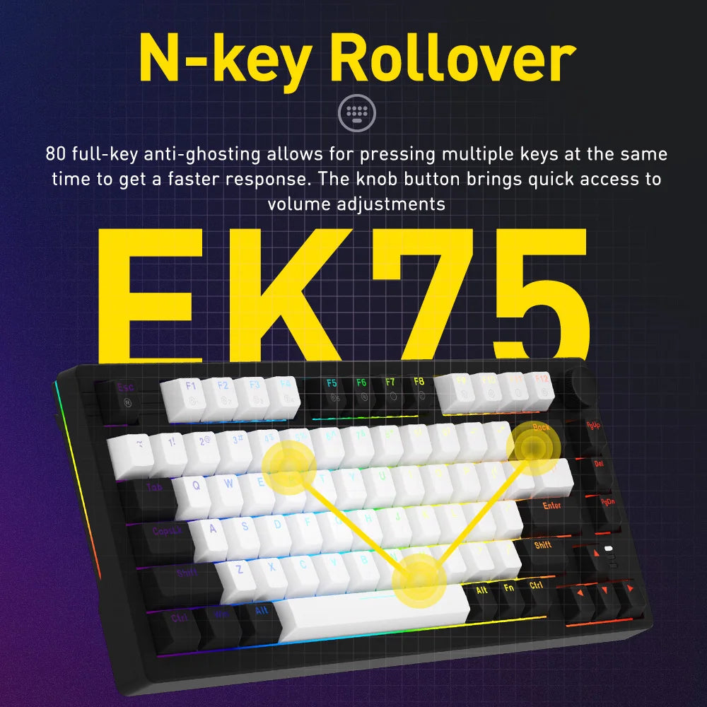 DAREU Wired Gasket Mechanical Keyboard N-Key Rollover Anti-ghosting RGB Backlight Dream switch with Multi Media Button